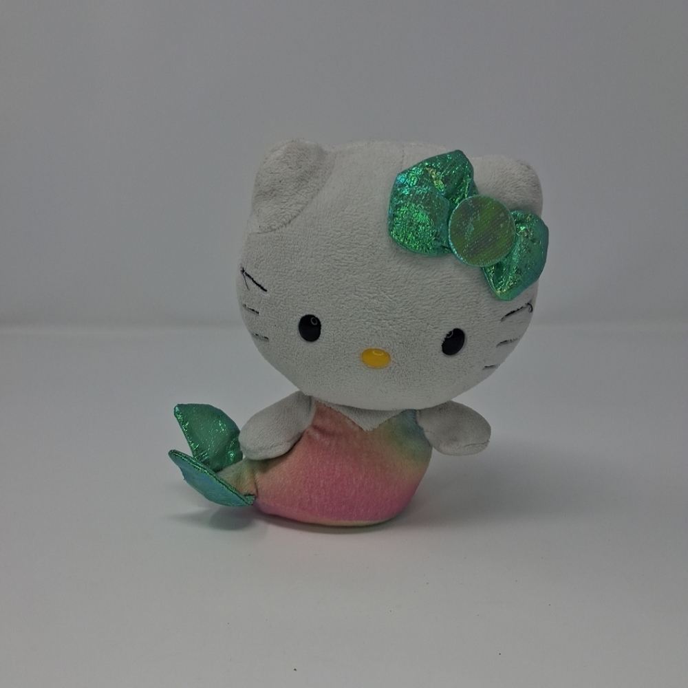 Ty Sanrio Hello Kitty Mermaid with Green Bow 6" Plush Stuffed Toy